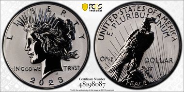 2023-S $1 Peace Dollar Rev PR Two-Coin Reverse Proof Set First Strike PR70