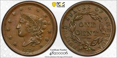 1838 1C Newcomb 4 AU58BN