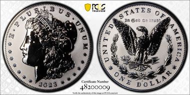 2023-S $1 Morgan Dollar Rev PR  Two-Coin Reverse Proof Set First Strike PR69
