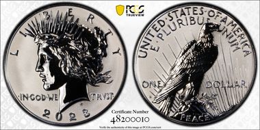 2023-S $1 Peace Dollar Rev PR Two-Coin Reverse Proof Set First Strike PR70