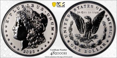 2023-S $1 Morgan Dollar Rev PR  Two-Coin Reverse Proof Set First Strike PR70