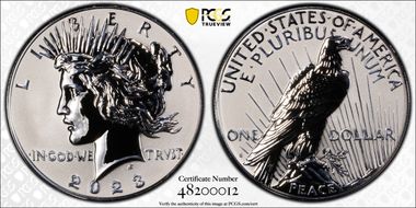 2023-S $1 Peace Dollar Rev PR Two-Coin Reverse Proof Set First Strike PR70