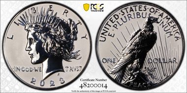 2023-S $1 Peace Dollar Rev PR Two-Coin Reverse Proof Set First Strike PR70