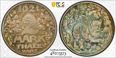 1921 2 Mk Funck-537.8 Thale Ag MS67