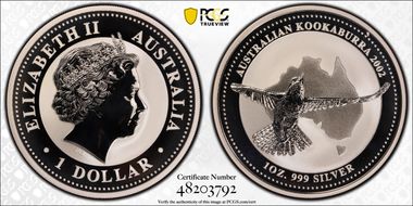 2002 $1 Kookaburra Ag MS70