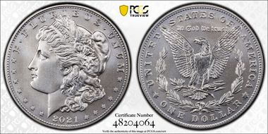 2021-D $1 Morgan Dollar 100th Anniversary First Strike MS70