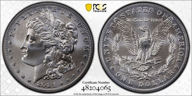 2021 $1 Morgan Dollar 100th Anniversary First Strike MS70