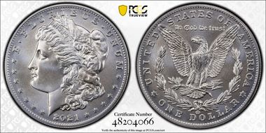 2021-CC Privy $1 Morgan Dollar 100th Anniversary First Strike MS70