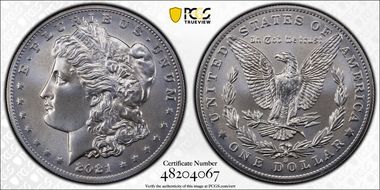 2021-O Privy $1 Morgan Dollar 100th Anniversary MS70