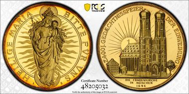 1894 Medal Hauser-799 Gebhardt-205 Gilt Ag SP66