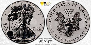 2021-W $1 Silver Eagle Rev PR - Type 1 Designer Edition - First Strike PR69