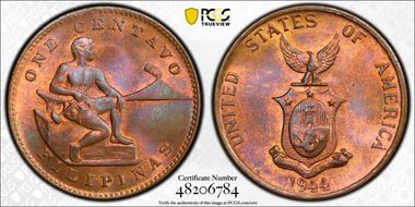1944-S 1C MS65RB