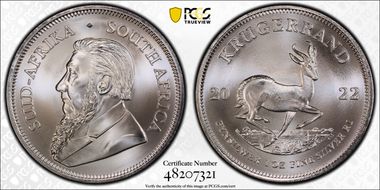 2022 1 Rand Krugerrand Silver First Strike MS70