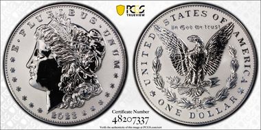 2023-S $1 Morgan Dollar Rev PR  Two-Coin Reverse Proof Set First Strike PR69
