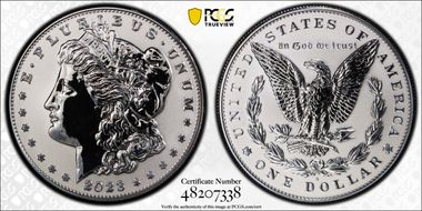 2023-S $1 Morgan Dollar Rev PR  Two-Coin Reverse Proof Set First Strike PR70