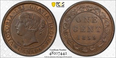 1859/8 1C Wide 9 ↑↑ AU58BN