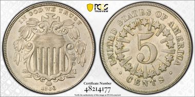 1866 5C Rays AU58