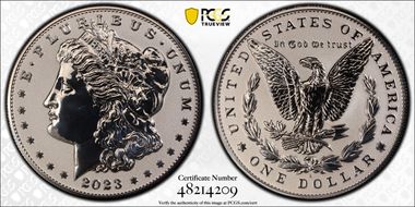 2023-S $1 Morgan Dollar Rev PR  Two-Coin Reverse Proof Set Advanced Release PR70