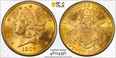 1907 $20 Liberty MS63