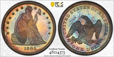 1864 $1 PR66+
