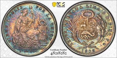 1908-FG JR 1/2 Sol AU58