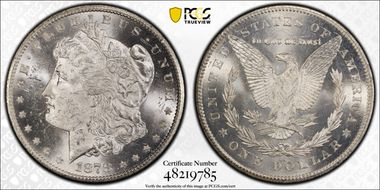 1878-CC $1 VAM 11, Lines in Wing MS63