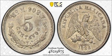 1888-Mo M 5C AU58