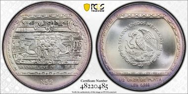 1993-Mo 2 Peso Bajorrelieve Del Tajin MS69