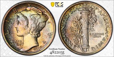1916 10C Mercury MS66FB