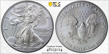 2020-W $1 Burnished Silver Eagle First Strike SP70
