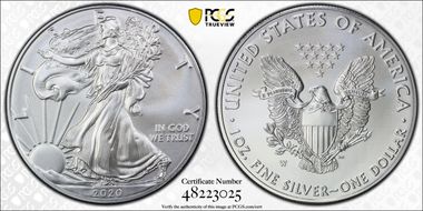 2020-W $1 Burnished Silver Eagle First Strike SP70