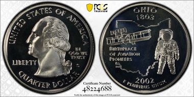 2002-S 25C Ohio Silver PR69DCAM