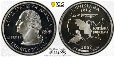 2002-S 25C Louisiana Silver PR69DCAM