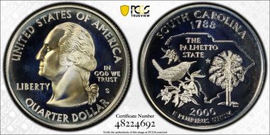 2000-S 25C South Carolina Silver PR69DCAM