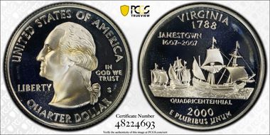 2000-S 25C Virginia Silver PR69DCAM