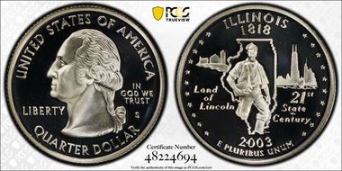 2003-S 25C Illinois Silver PR69DCAM