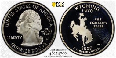 2007-S 25C Wyoming Silver PR68DCAM