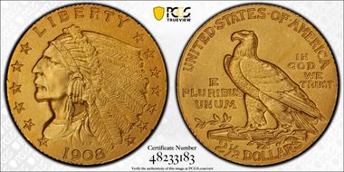 1908 $2.50 PR63