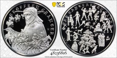 1971-FM Medal Geoffrey Chaucer Ag BCS 25th Issue PR69DCAM