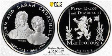 1972-FM Medal John and Sarah Churchill Ag BCS 33rd Issue PR69DCAM