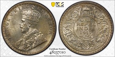 1917(C) Rupee SW-8.37 Prid-213 MS63