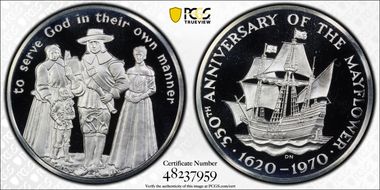 1970-FM Medal The Mayflower Ag BCS 24th Issue PR67DCAM