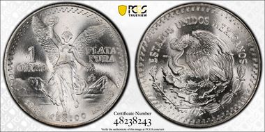 1985-Mo Onza Libertad Ag MS68