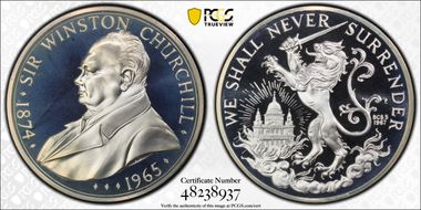 1967 Medal Sir Winston Churchill Ag BCS 5th Issue PR68DCAM