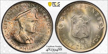 1947-S 50C Douglas MacArthur KM-184  Ag MS66