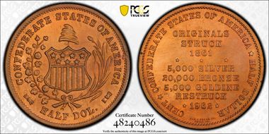 1962 AE 50C Bashlow CSA Restrike, Bronze MS66RB