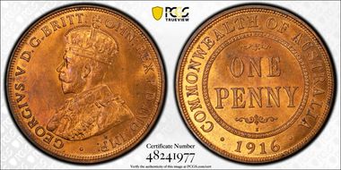 1916-I (c) 1D MS65RD