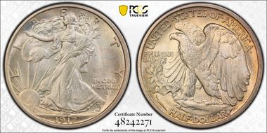 1917-S 50C Obverse MS65