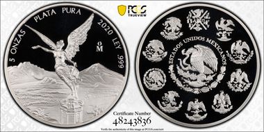 2020-Mo 5 Onza Libertad Ag PR70DCAM