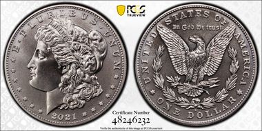 2021-D $1 Morgan Dollar 100th Anniversary MS70